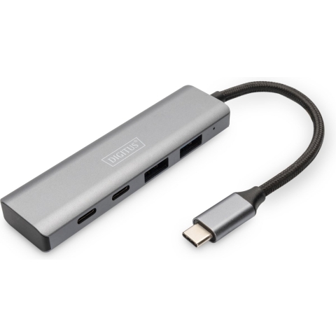 Digitus DA-70245 USB 3.1 Gen 1-hub 4 poorten Met aluminium behuizing Donkergrijs