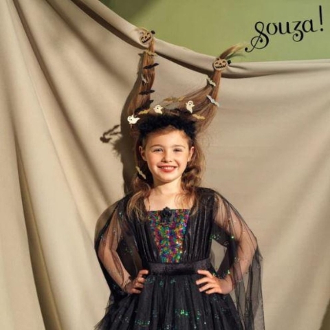 Souza Verkleedkleren - Fairy m. Licht - Agatha - Zwart - Souza - 3-4 jaar (98-104) - Kostuum