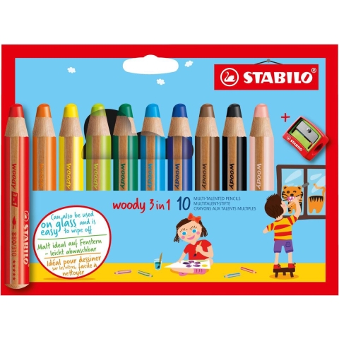 Stabilo Kleurpotloden - Woody 3-in-1 - 10 st. - Multicolour - Stabilo - OneSize - Tekenset