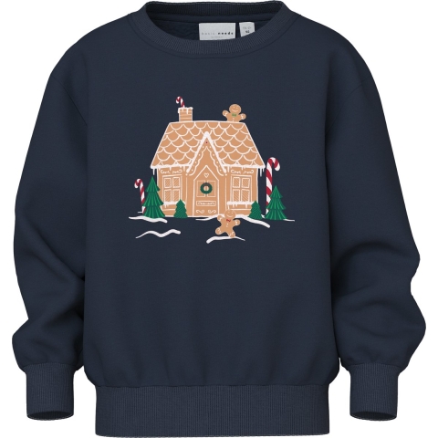 Name It Sweatshirt - NmfVismas - Navy Blazer/Peperkoekenhuis - Name It - 6 jaar (116) - Sweatshirt