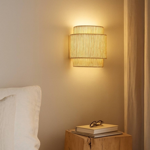 Lindby - Anuva wandlamp, naturelkleurig, hoogte 25 cm, papier