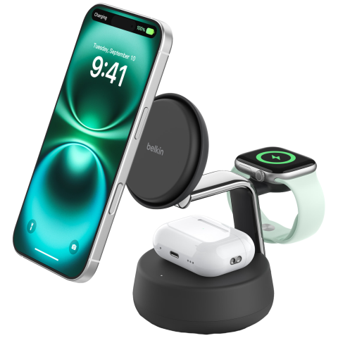 Belkin Ultracharge Pro 25w Qi2 3-in-1 Magnetische Draadloze Lader – Charcoal Oplader