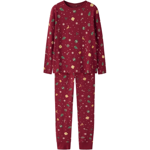 Name It Pyjama set - NknVismas - Jester Rood/Kerst AOP Rood - Name It - 7 jaar (122) - Pyjama - Tweedelig