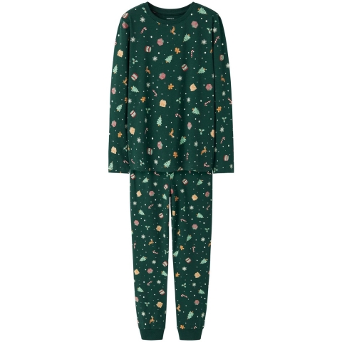 Name It Pyjama set - NknVismas - Botanische Garden/Kerstmis AOP - Name It - 10 jaar (140) - Pyjama - Tweedelig