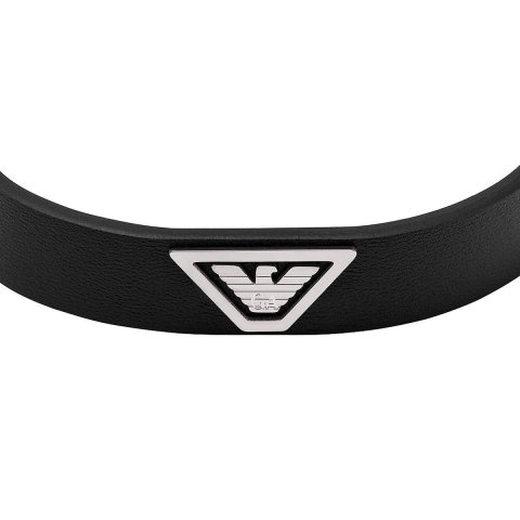 EGS3128040 men's bracelet in black leather with central logo