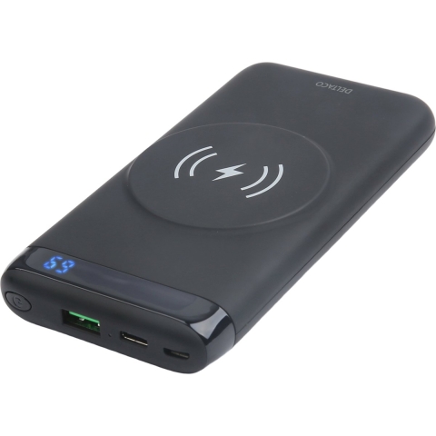 Deltaco PB-Q1003 - Powerbank 10.000 mAh - Draadloos Qi - Geschikt voor MagSafe - 1 x USB-C PD 20W - 1 x USB 18W - Zwart