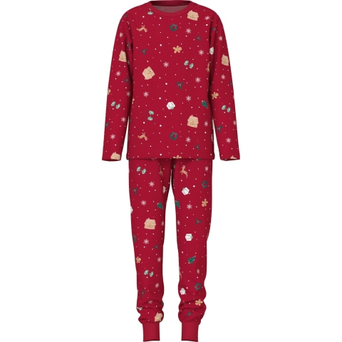 Name It Pyjama set - NknVismas - Jester Rood/Kerst AOP Rood - Name It - 8 jaar (128) - Pyjama - Tweedelig