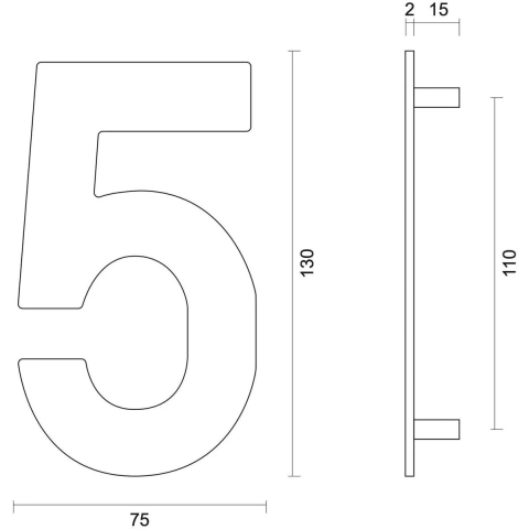 HDD Pro Huisnummer Plat 5 Zwart Structuur UV