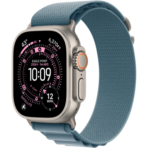 Apple Watch Ultra 3 gps + Cellular - 49mm natural Titanium Case - Light Blue Alpine Loop Small Smartwatch Natural