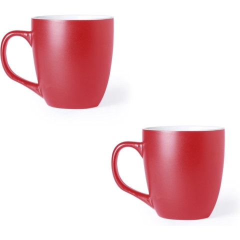 Koffie Drinkbeker/mok - 4x - rood - 440 ml - Keramiek - Koffie mokken/bekers voor onbijt en lunch -