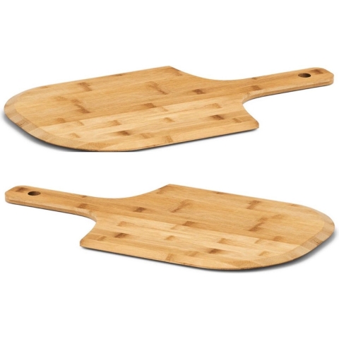 Zeller pizza snijplanken/borden - 4x - hout - met handvat - 53 x 30 cm - Pizzaborden -