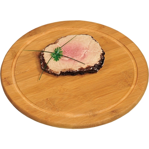 Kesper ronde bamboe houten ontbijt plank/snijplank - 8x stuks - met sapgroef - Dia 30 cm -