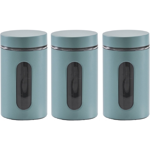 Zeller Voorraadpot - 6x - venster - eucalyptus groen - 900ml - D10 x H18 cm -