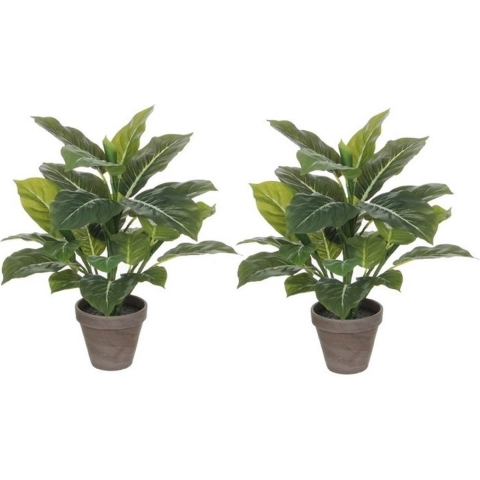 Mica Decorations Kunstplant - 4x stuks - philodendron - groen - 49 cm -