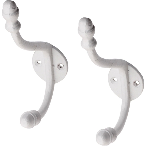 Kapstokhaken - 6x - wit - retro - aluminium - 15 x 3,5 cm - jashaken - kapstokhaakjes -