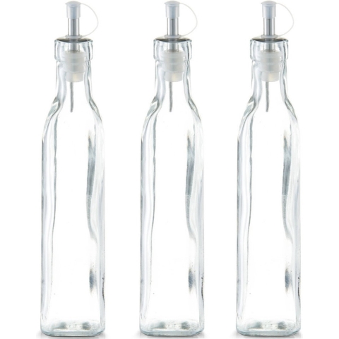 Zeller Azijnfles of Oliefles - 5x - glas - 270 ml - schenktuit - Doseerflessen voor op tafel -