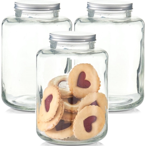 3x Grote glazen voorraadpotten/koekjespotten 7000 ml 20 x 30 cm -