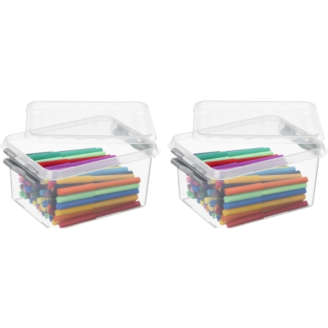 Set van 10x stuks sunware q-line opberg box/opbergdoos - 2 liter - 20 x 15 x 10 cm - kunststof - tra -