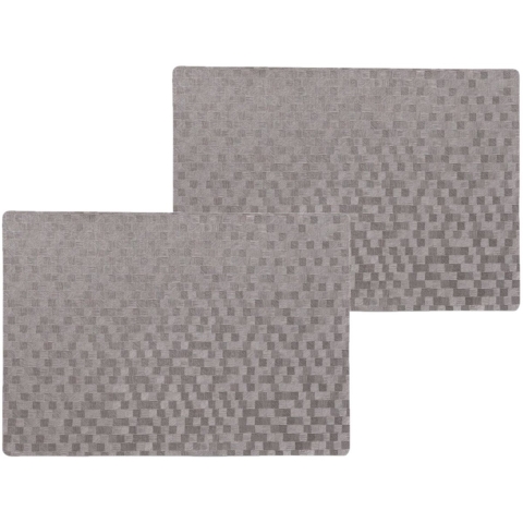 Wicotex luxe tafel placemats Stones - 10x stuks - PVC - grijs - 30 x 43 cm - met anti slip - en PU c -