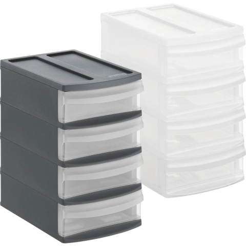 Rotho SYSTEMIX Design Ladekast met 4 Lades 19.6x14.1x23.3 cm Antraciet