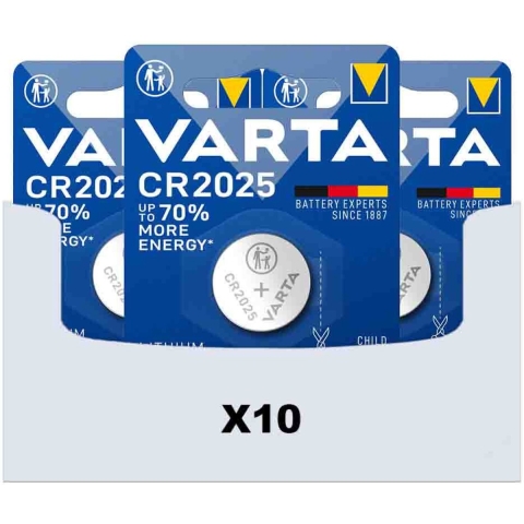 10x Varta Lithium Coin CR2025 Blister