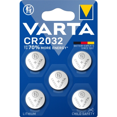 3x Varta LITHIUM Coin Batterijen CR2032 Blister 5 stuks