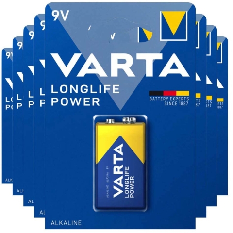 8x Varta Longlife Power Alkaline Batterijen 9V