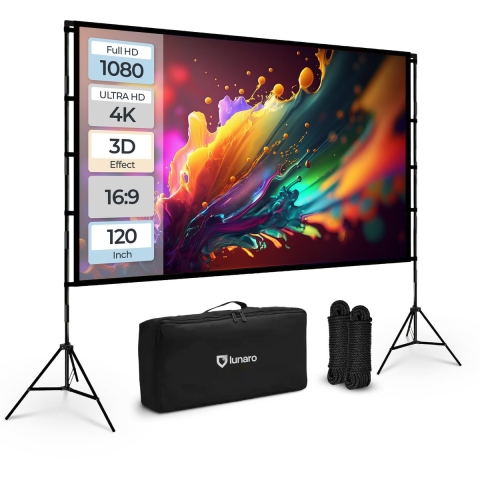Lunaro Projectiescherm - Projectiescherm met Statief - 120 inch - Dubbelzijdig - Kreukelvrij - Compacte Draagtas