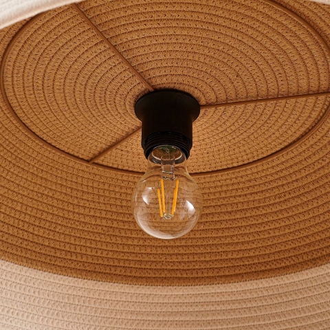 Lindby - Caliva hanglamp, Ø 60 cm, beige/wit, henneptouw