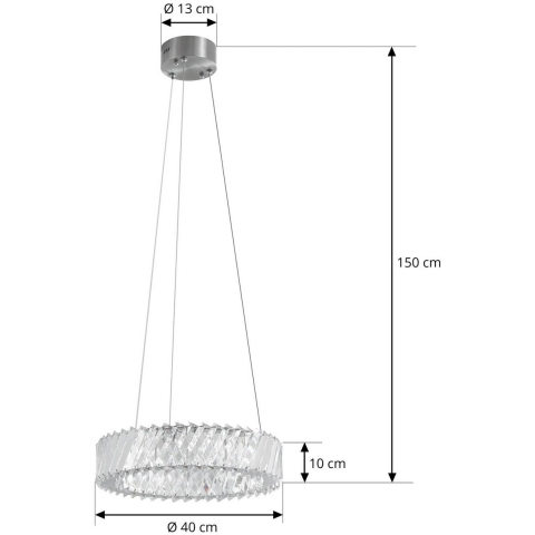 Lucande - Glacis LED hanglamp, kristal, Ø 40 cm, chroom