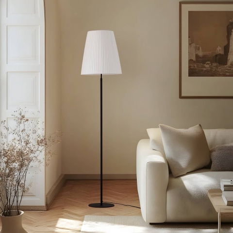 Lindby - Virelle vloerlamp, zwart/wit, 170 cm, textiel