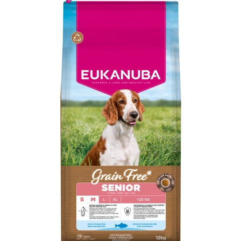 Eukanuba Hondenvoer Droog Grain Free Small/Medium Oceaanvis Senior 12 kg