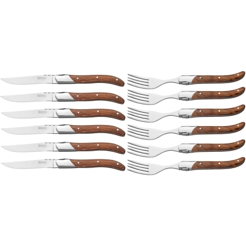 Blackwell Steakbestek Laguiole - Steakmessen & Steakvorken - Rozenhout - 12 Stuks