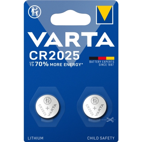 4x Varta LITHIUM Coin Batterijen CR2025 Blister 2 stuks