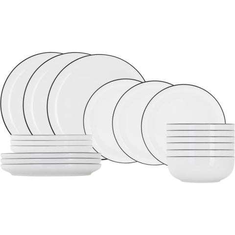 Cosy & Trendy Serviesset Renee 18-delig / 6 personen - 6 dinerborden, 6 ontbijtborden en 6 kommen