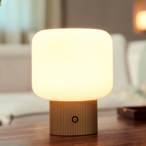 Lucande - Katrin Palme LED tafellamp op batterijen beige
