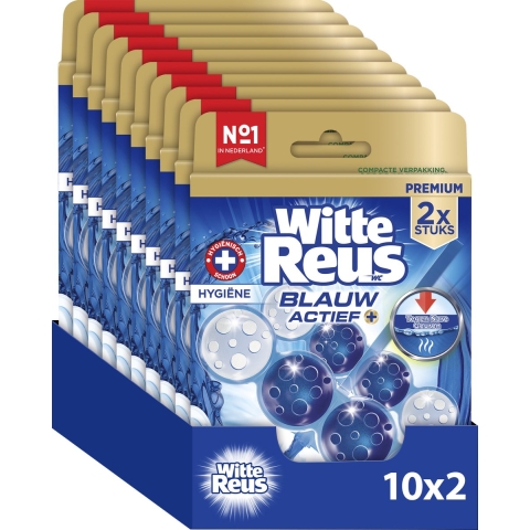 10x Witte Reus Toiletblok Blauw Actief Hygiene 2 stuks