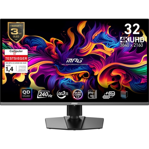 MSI MPG 321URXDE QD-OLED computer monitor 80 cm (31.5") 3840 x 2160 Pixels 4K Ultra HD QDOLED Zwart