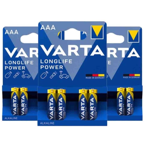3x Varta Longlife Power Alkaline Batterijen AAA 4 stuks