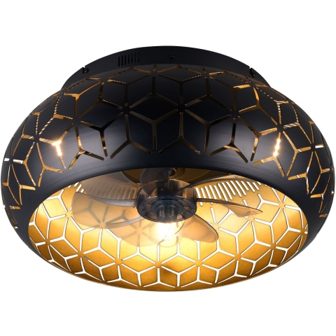 REALITY BIDAR - Plafondventilator - 3 snelheidsinstellingen - Zwart-goud