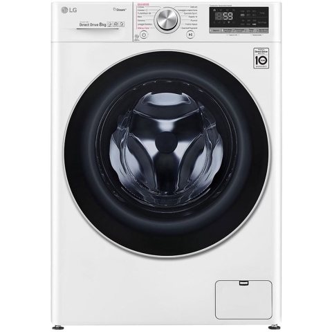 LG GC3V508S1 - Wasmachine - 8 kg - TurboWash™ 59 - AI DD™ motor - Stoomfunctie - Wit