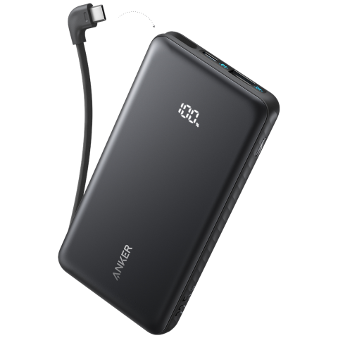 Anker 225w Ingebouwde Usb-c-kabel 10000 Mah Powerbank Zwart