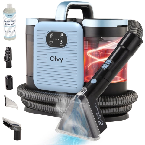 Olvy Tapijtreiniger PRO - Stoomreiniger - 1650W - 100°C Stoom - 13.000 PA Zuigkracht - Draagbaar - Inclusief 500 ml Vlekkenverwijderaar