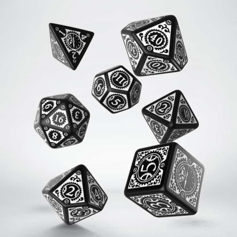 Steampunk Clockwork Dice Set Black&White (7)
