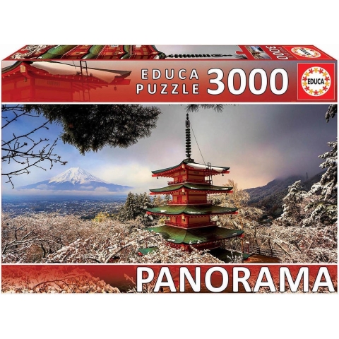 Mount Fuji and Chureito Pagoda, Japan - Panorama Puzzel (3000)