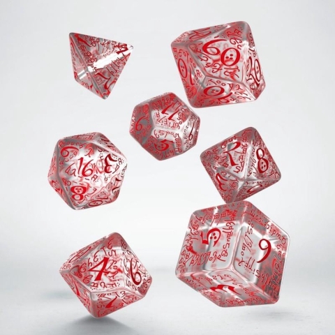 Elvish RPG Dice Set Translucent&Red (7)