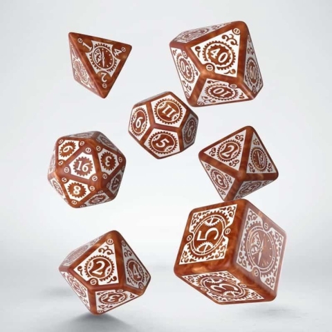 Steampunk Clockwork Dice Set Caramel&White (7)