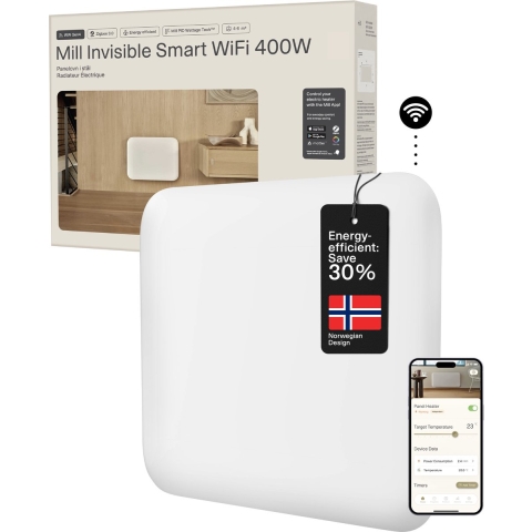 Mill Steel WiFi paneelverwarming PA400WIFI4, 400 Watt convector