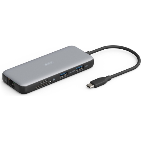 Digitus DA-70915 USB-C dockingstation Incl. laadfunctie, Geïntegreerde kaartlezer, USB-C Power Delivery