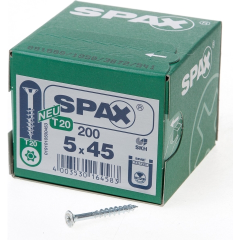 SPAX 880910190050045 R 88091 Senkkopf/T-STAR TG Verzonken houtschroef 5 mm 45 mm Torx, Binnen-T Staal Galvanisch verzinkt 500 stuk(s)